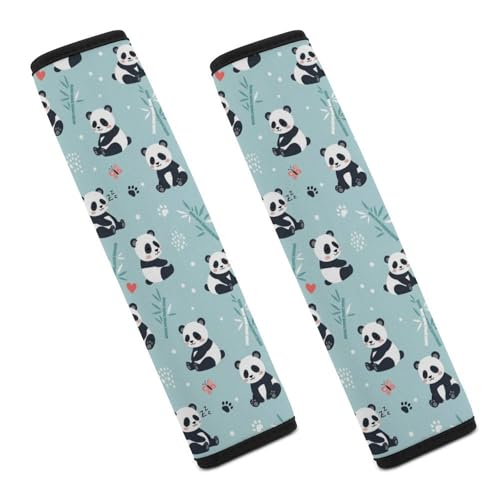 2 Pack Cartoon Panda Car Seat Straps Shoulder Pads Soft Padded Seat Belt Cushion for Kids, All Vehicles, Pressure Relief - color: Pattern 26