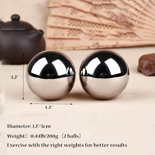 Stainless Steel Baoding Balls Set, 1.2 Inches Chinese Health Balls, Metal Stress Relief Hand Massage Balls No Chime for Hand Exercise, Hands Therapy - size: Small-1.2"
