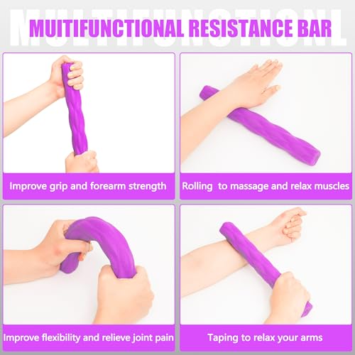 DICYWUDI Flex Therapy Bar and Grip Strength Trainers set, Physical Therapy & Resistance Bar for Golfers Elbow, Tendinitis, Wrist,Forearms Pain, Improve Grip Strength and Relieve Pain - color: Purple/Green/Orange-MH