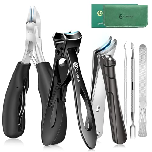 Toenail Clippers for Seniors Thick Toenails, CLPPNA Large Toe Nail Clippers Set for Men with Wide Jaw, Sharp Heavy Duty Ingrown Toenail Clippers Nail Cutter, Long Handle with Slanted Curved Blade - style: 6PCS(Ingrown & Angled & Slanted）