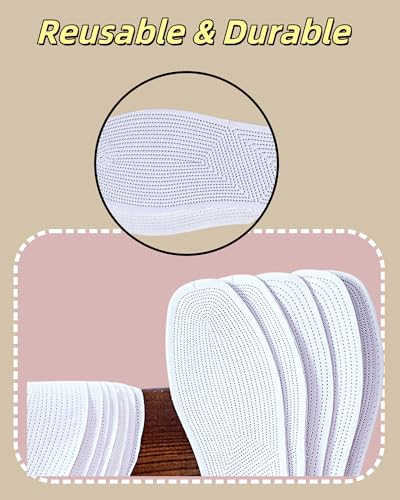 4 Pairs Cotton Shoe Insoles for Women & Men | Breathable & Moisture-Wicking for Sweaty Feet | Washable, Comfort Inserts for Sports Shoes and Boots (White, 8.5 Women / 7.5 Men) - size: 8.5 Women / 7.5 Men