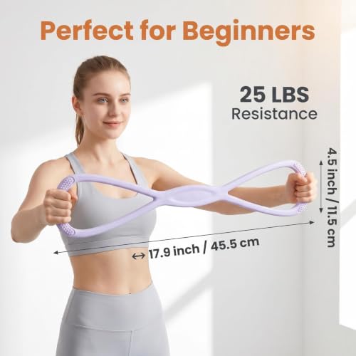 Figure 8 Resistance Band, Figure 8 Resistance Bands for Women Men,Resistance Band Figure for Working Out, Non-Slip Handles, Home Gym, Yoga & Physical Therapy - color: 25 LBS PURPLE
