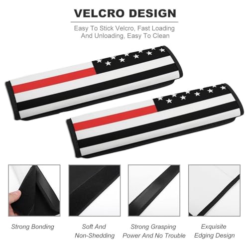 2 Pack Universal Soft and Comfortable Car Seat Belt Pad for Girls and Boys, Stroller Pushchair High Chair, Thin Red Line American Flag Shoulder Protector - color: Pattern 58