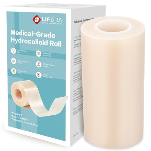 LIFARA Hydrocolloid Roll for Wound Care - Cut-to-Size, Hydrocolloid Patch Bandages with Self-Adhesive, Ultra Absorbent & Waterproof, First Aid Kit Essential (19.7mil/ 0.5mm Thickness, 4in*10ft) - size: 4in*10ft, 19.7mil/ 0.5mm Thickness