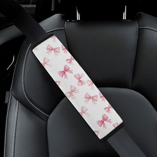 1 Pair Universal Soft and Comfortable Car Seat Belt Pad for Girls and Boys, Most Cars, Kawaii Pink Bow Cute Harness Pads Strap, Neck and Shoulder Support - color: Pattern 710