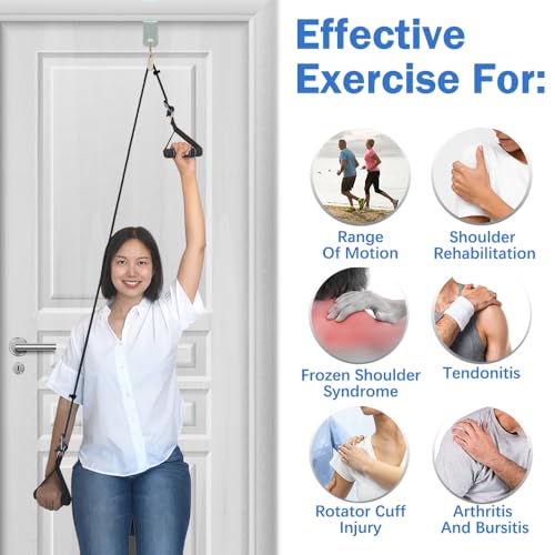 Shoulder Pulley for Physical Therapy, Pulleys for Shoulder Rehab Over Door, Shoulder Pulley Over The Door Physical Therapy, Door Pulleys For Physical Therapy, Arm Pulley, Over The Door Pulleys - Black