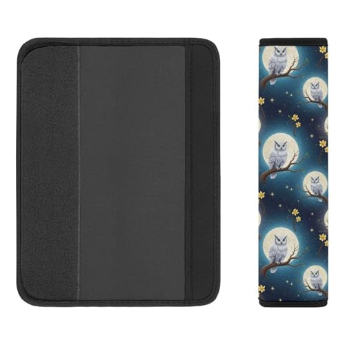 2 Piece Universal Soft and Comfortable Seat Belt Shoulder Pad for Kids, Most Cars, Owls Moon Seat Belt Covers Cushion, Neck and Shoulder Support - color: Pattern 474