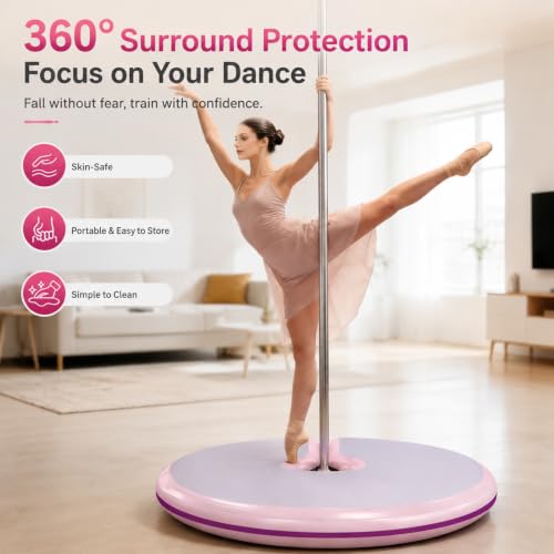 Pole Dance Crash Mat, Inflatable Safety Cushion, Folding Crash Exercise Pad, Non-Slip Base, Waterproof, Manual Pump Included for Home & Studio - size: 120*10cm/47.2*3.94in