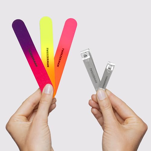 Tweezerman Stainless Steel Nail Clipper Combo Set with 3 Nail Files Neon - color: Stainless Steel W/Nail Files