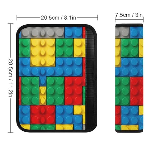 2 Pack Construction Colorful Bedding Brick Red Yellow Green Blue Grey Seat Belt Shoulder Pad Breathable Shoulder Harness Cover for Child, All Vehicles, Neck and Shoulder Support - color: Pattern 986