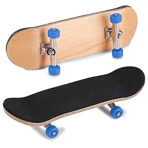 Gavigain 1Pc Wooden Fingerboard Maple Wooden Alloy Fingerboard Finger Skateboards with Box Reduce Pressure Kids Gifts(Dark Blue)