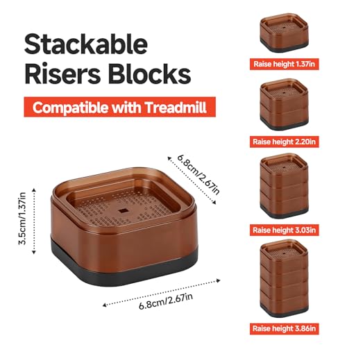4-Pack Treadmill Incline Riser Blocks - color: Brown