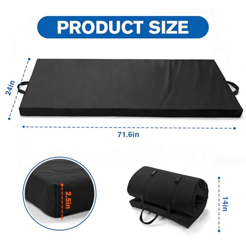 JZHLLA Bedside Fall Mats for Elderly 2.5 Inch Rollable High Density Foam Floor Mats 71.6 * 24 Inch Waterproof Non Slip Protection Mat for Elderly, Handicap, Senior - size: 2.5 IN Thick-Rollable
