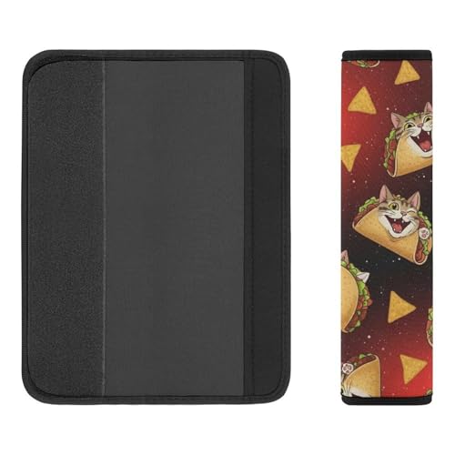 2PCS Universal Fit Car Seat Belt Pad for Kids, Most Cars, Funny Cat Food Taco Burrito Seat Belt Cushion, Shock Absorption - color: Pattern 310