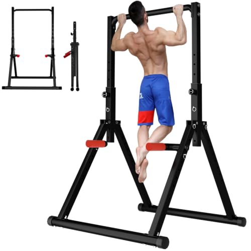 DOBESTS Power Tower Pull Up Bar Free Standing, Foldable Pull Up Station - color: Black Style 2 - Pull Up Bar