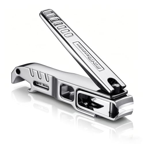 Heavy Duty Nail Clipper for Thick Nails, Built-in Nail File & Bottle Opener | Sturdy Zinc Alloy Body, Sharp 5cr Steel Wide Blade, Anti-Slip Grip, Clean Cut Thick Nails For Daily Travel