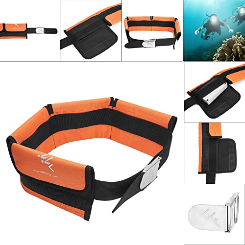 4 Neoprene Pocket Scuba Weight Belt，Spear Fishing Nylon-fit for Waist 32" to 52" - Quick-Release Buckle - color: Orange