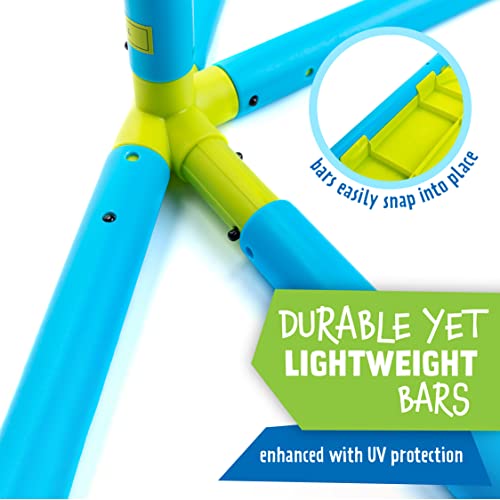 Eezy Peezy Mega Pyramid Monkey Bars Climbing Tower Active Outdoor Fun for Kids Ages 3 to 8 Years Old, Blue/Green - color: Blue/Green