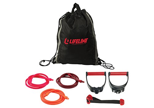 Lifeline Variable Resistance Trainer Kit with Adjustable Resistance Level Bands for More Workout Options - Includes Triple Grip Handles, Door Anchor, Three 5ft Exercise Tubes and Carry Bag - style: 120 lbs