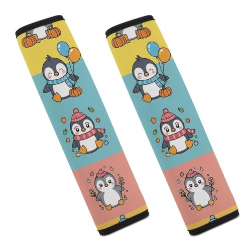 2PCS Penguin Cute Penguins Winter Animal Seat Belt Cover Breathable Seat Belt Cushion for Adults and Children, All Vehicles, Comfortable Driving - color: Pattern 675