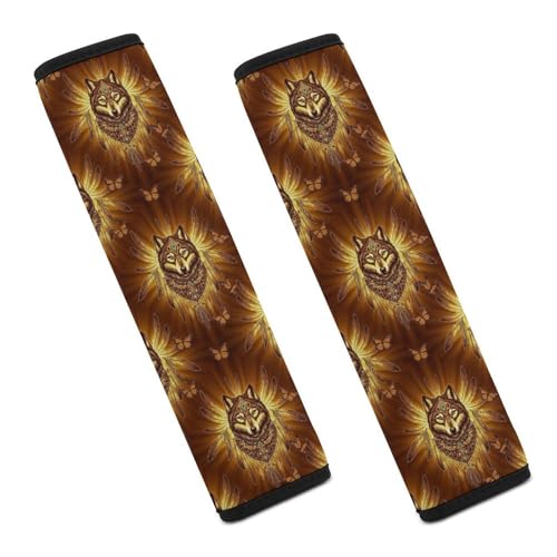 2 Pack Indian Wolf Wolves Car Seat Belt Pad Breathable Shoulder Harness Cover for Adult Use, Stroller Pushchair High Chair, Pressure Relief - color: Pattern 589