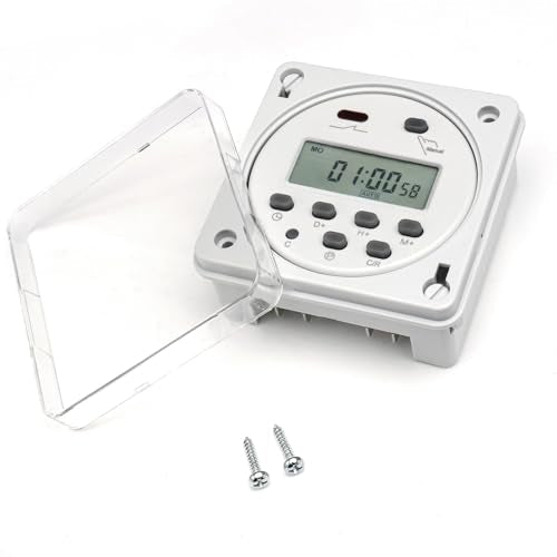 Baomain Time Switch Relay with 4 x Terminal Cable & Waterproof Cover,Digital LCD Programmable Timer,110V AC Input,200-250V 16A Output,28 Programs Daily/Weekly Schedule,CN101A - size: Timer with Terminal Cable & Cover