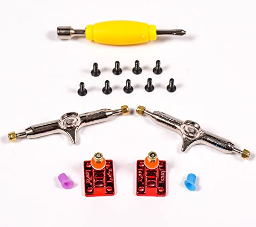 Fingerboard Trucks with Upgraded Urethane Bushings and Pivot Cup,34mm 32mm Width,Normal Kingpin (Red, 34mm) - color: Red, size: 34mm