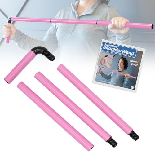RangeMaster ShoulderWand Therapy Stretching Tool│Collapsible Stretching Bar│Physical Therapy Tool for Recovery and Increasing Motion (Pink) - color: Pink