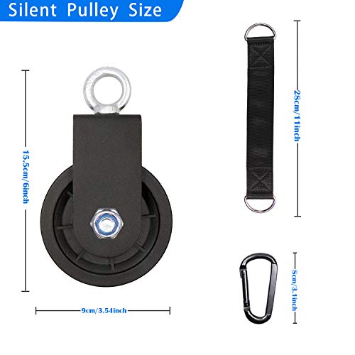 LFJ Cable Pulley with Swing Strap Carabiner Gym Pulley Wheel Set for LAT Pulley System DIY Pull Down Attachment,Ladder Lift,Home Gym Equipment