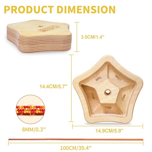 POWER GUIDANCE Hangboard Climbing Finger Board Climbing Board to Strengthen The Climbing Grip Made of Wood for Indoors and Outdoors