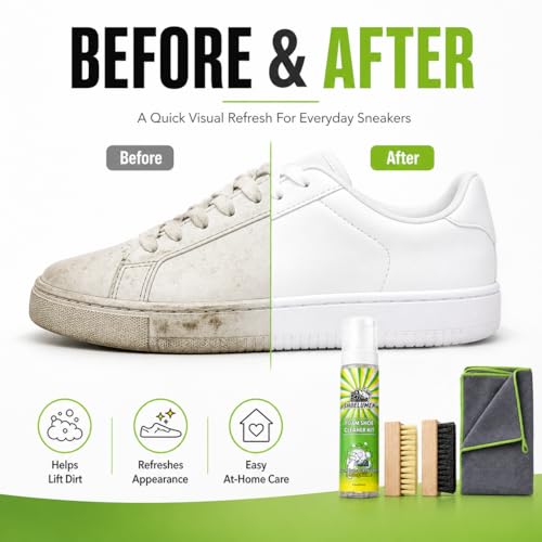 Shoe Cleaner Sneakers,8.5oz Shoe Cleaning Kit with 2 Brush,Shoe Cleaning Removes Dirt and Stain for White Shoes, - style: With Microfiber Towel
