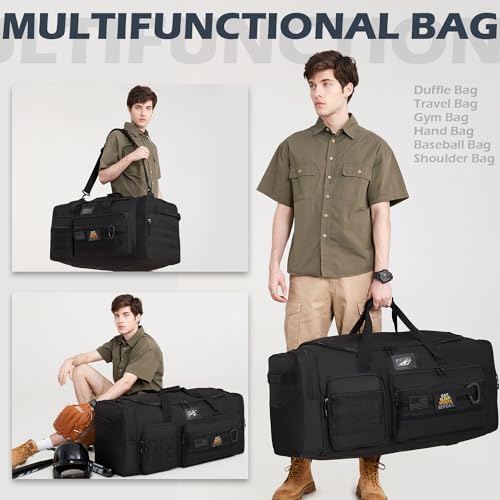 135L Extra Large Duffle Bag, Heavy Duty Sports Gym Travel Duffel Bag | for Basketball, Baseball, Hockey, Football, Helmets, and Pads - color: Black