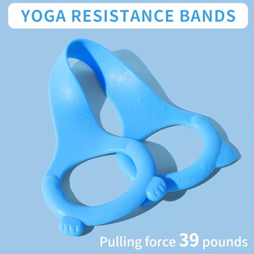 Figure 8 Fitness Resistance Band with Handles, Arm & Back Training Elastic Rope for Pure Barre Workout, Chest, Shoulder Stretching Exercise Equipment for Yoga, Pilates & Physical Therapy, Blue