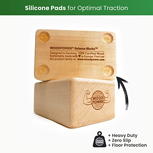 WOODPOWER BalanceBlocks - Handstand Blocks & Yoga Block in One - Bodyweight Training, Gymnastics, Acrobatics, Yoga, Yoga prop and accessory, Lightweight, Good for Travel, Premium European Quality (Pack of 2) - size: Flat Edition