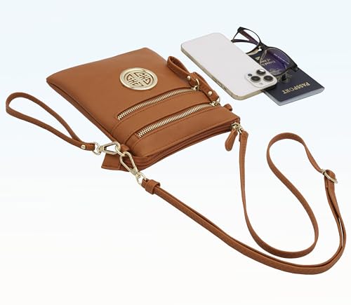 Solene Small Multi Zipper Pockets Crossbody Bag with Detachable Wristlet - color: Brunt Orange