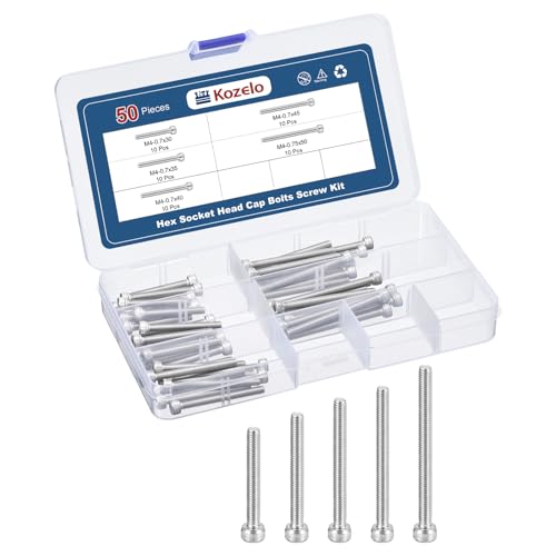 50pcs M4 Socket Head Cap Screws Bolts Nuts Assortment Kit - [M4x30/35/40/45/50mm] 304 Stainless Steel Allen Socket Drive for 3D Printer - size: M4x30/35/40/45/50mm