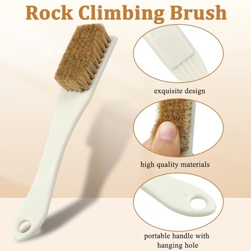 BLMHTWO 2PCS Climbing Brush, Sturdy Rock Climbing Brush with Thick Ultra Durable Boar's Hair Bristles Bouldering Brushes Climbing Chalk Brushes for Indoor Rock Outdoor Mountain