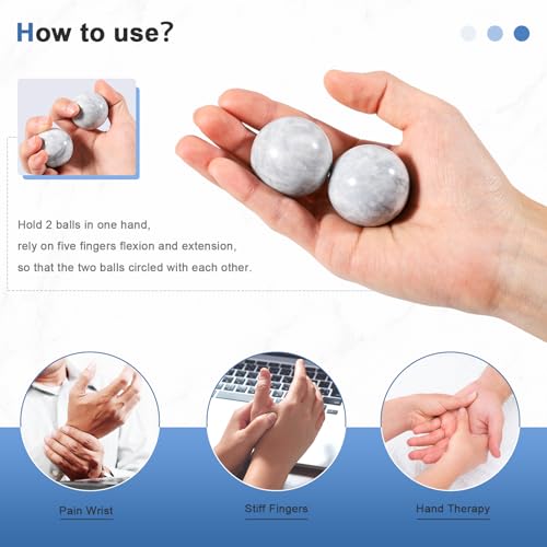 Learay 2Pcs Baoding Balls, Boading Balls for Hand Therapy, Misty-Gray 1.57" | Chinese Health Exercise Massage Balls with Carry Pouch for Stress Relief Meditation Ball - color: Misty-gray/1.57 Inch
