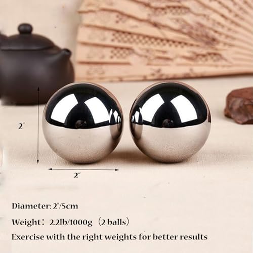 Stainless Steel Baoding Balls Set, 2 Inches Chinese Health Balls, Metal Stress Relief Hand Massage Balls No Chime for Hand Exercise, Hands Therapy - size: Large-2"