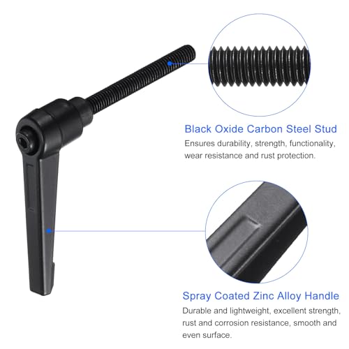 uxcell 4pcs Clamping Lever Handles, M6 x 50mm Black Oxide Carbon Steel Threaded Male Stud, Adjustable Handles Locking Quick Release Ratchet Push Button Bolt Knobs, Black - size: M6 x 50mm