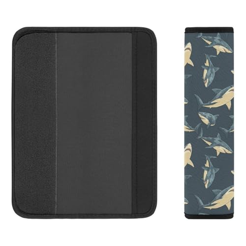 2PCS Soft Padded Car Seat Straps Shoulder Pads for Adult Use, Most Cars, Camouflage Sharks Shoulder Protector, Shock Absorption - color: Pattern 963