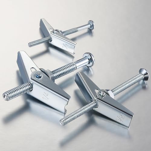 Wensilon (30 pcs) 1/8" Heavy Duty Drywall Anchors and Screws,Toggle Bolts and Wing Nuts Set, Hollow Drywall Anchors Bolts Screws Assortment Kit for Hanging Lamps Heavy Items - size: 1/8" (30 pcs)