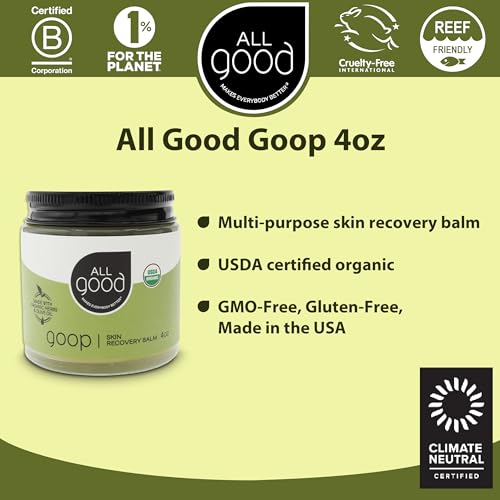 All Good Goop Organic Skin Care Recovery Balm - All Purpose Ointment w/Calendula, Lavender, Beeswax - Chafing Cream, Dry Skin Salve, Cracking Lip Moisturizer - Soothes, Hydrates & Calms - 4oz - size: 4 Ounce (Pack of 1)