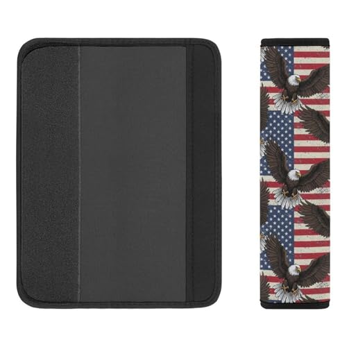 2PCS Eagle USA American Flag Car Seat Belt Pad Breathable Shoulder Protector for Girls and Boys, Most Cars, Anti-Slip Pad - color: Pattern 28