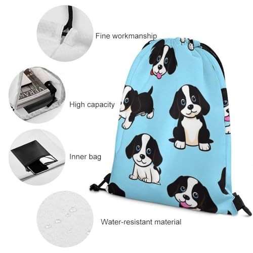 Drawstring Backpack Gym Sackpack Lightweight Waterproof String Bag for Sports Travel Yoga Beach Swimming, Men Women Unisex, Cute Boston Terrier Bags - color: Picture (25)