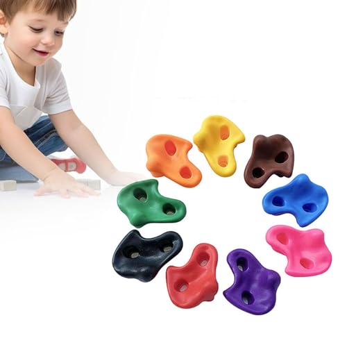 6pcs Rock Climbing Holds, Thickened PE Climbing Grips, Easy Installation for Kids Rock Wall, Pink, Green, Brown, Purple, Yellow, with Hardware