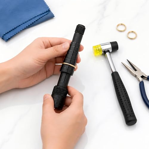 Ring Stretcher Finger Wedding Band Sizers- Dual Head Plastic and Rubber Hammer Metal Mallet for Jewelers