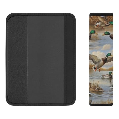 2 Pack Mallard Wild Duck Collage Print Car Seat Straps Shoulder Pads Soft Padded Seat Belt Cushion for Kids, All Vehicles, Pressure Relief - color: Pattern 431