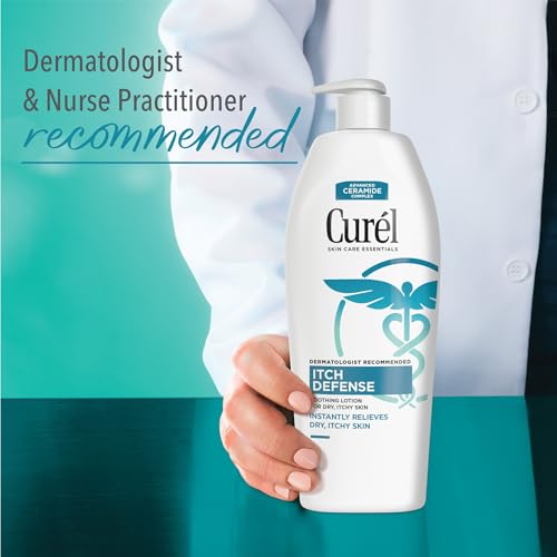 Curel Itch Defense Calming Body Lotion, Moisturizer for Dry, Itchy Skin, Body and Hand Lotion, with Advanced Ceramide Complex, Pro-Vitamin B5, Shea Butter, 20 Oz | Soothes Itchy Skin, Prevents Eczema Flare-Ups, Ceramide Moisturizer, Fragrance-Free, Dermat