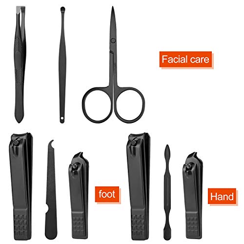 Aceoce Manicure Set Professional Nail Clippers Set Manicure Pedicure Kit | Stainless Steel Finger Toe nail Clippers,Mens Accessories,Personal Care Tools,Travel Nail Care Tools Kit,Gifts for Men Women - color: Black and Red